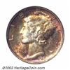 Image 1 : 1942-S 10C MS68 NGC. Scarlet and emerald-green toning is seen over each side of this amazing coin...