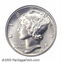 1939 10C PR68 NGC. Sparkling and fully brilliant on the obverse while a trace of milky patina has...