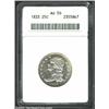 Image 1 : 1833 25C AU50 ANACS. B-1, R.2. A period follows the denomination, unlike the only other die marri...