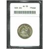 Image 1 : 1839 25C No Drapery AU58 ANACS. Bright in the central areas with gold and steel-blue peripheral t...