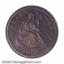 1852-O 25C AU58 NGC. A very scarce coin in all grades, many of the 96,000 pieces originally minte...