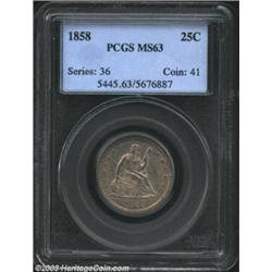 1858 25C MS63 PCGS....