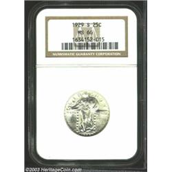 1929-S 25C MS66 NGC. The blazing, satiny surfaces are completely untoned. Well struck overall, ab...