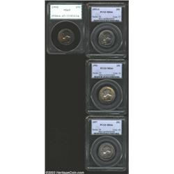 1952-S 25C MS66 PCGS, dappled cobalt-blue, olive, and ruby-red patina; <B>1956 MS66 PCGS, electri...
