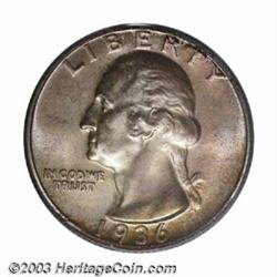1936 25C PR67 PCGS. Blushes of golden-gray patina on each side, with traces of orange and rose ir...