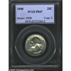 1940 25C PR67 PCGS. A hint of milky apricot patina ensures the originality of this well struck an...