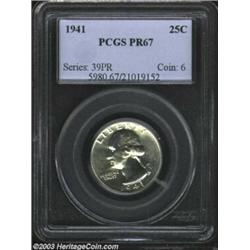 1941 25C PR67 PCGS. A Superb Gem proof that is deeply mirrored with devices that just as bright a...