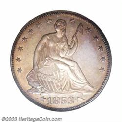 1853 50C Arrows and Rays PR65 NGC. Ex: Eliasberg. A rarity of the highest magnitude that is pedig...