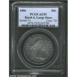 1806 50C Knobbed 6, Large Stars AU55 PCGS....