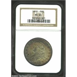 1812 50C MS63 NGC. O-104a, R.1. Moderately toned in steel-violet and golden shades, with an arc o...