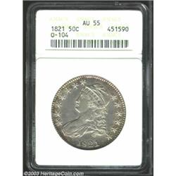 1821 50C AU55 ANACS. O-104, R.1. A boldly struck piece that has considerable bright luster across...
