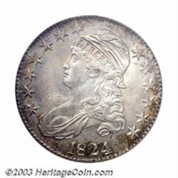 1824 50C MS64 ICG. O-105, R.2. Undoubtedly one of the finest survivors of this die marriage, this...