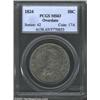Image 1 : 1824 50C Overdate MS63 PCGS. O-103, R.1. The 4 in the date is sharply repunched over what the Ove...