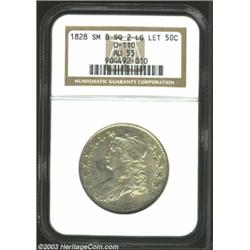 1828 50C Square 2, Small 8, Large Letters AU55 NGC. O-110, R.2. The stars are flatly struck, howe...