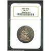Image 1 : 1850 50C AU55 NGC. Attractively toned in speckled russet-brown hues. Just a bit of light wear sho...