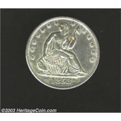 1853 50C Arrows and Rays AU50 Cleaned, Reverse Scratch Uncertified....