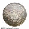 Image 2 : 1898 50C PR67 PCGS. Mottled lavender-gray patina dominates this coin's outward appearance, but th...