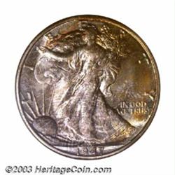 1947-D 50C MS67 NGC. The final Walking Liberty Half produced in the Denver Mint, the 1947-D is a...