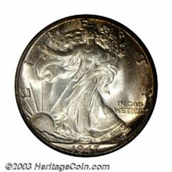 1947-D 50C MS67 NGC. An irresistible '47-D Walker that exhibits radiant luster, near-perfect surf...