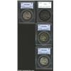Image 1 : 1949 50C MS63 PCGS, vivid sea-green, ruby-red, and golden-brown patina; <B>1956 MS66 PCGS, lustro...