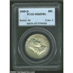 1949-D 50C MS65 Full Bell Lines PCGS. The fields have dove-gray color and speckles of russet pati...