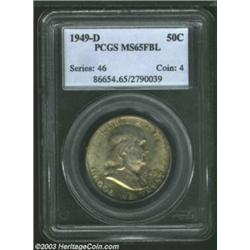 1949-D 50C MS65 Full Bell Lines PCGS. Delightful amber to green iridescence enliven the surfaces...