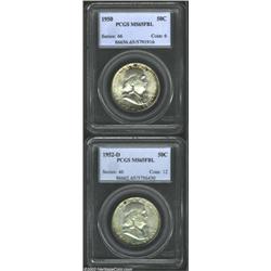 1950 50C MS65 Full Bell Lines PCGS, the obverse border has freckles of deep golden-brown patina w...