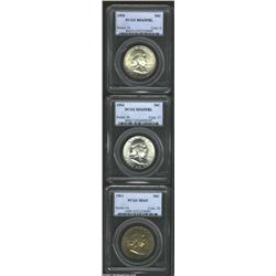 1950 50C MS65 Full Bell Lines PCGS, golden-brown and aqua freckles of patina, a lustrous and shar...