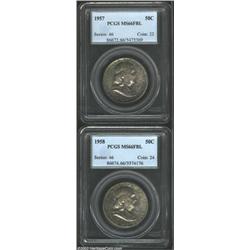 1957 50C MS66 Full Bell Lines PCGS, luxuriously variegated sea-green and rose-violet colors, a we...