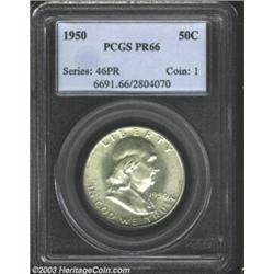 1950 50C PR66 PCGS. Sharply struck and bright with scattered dark russet toning specks on both si...