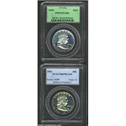 1960 50C PR67 Deep Cameo PCGS, a needle-sharp Superb Gem with obvious cameo contrast and icy-blue...