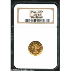 1868 $2 1/2 AU58 NGC....