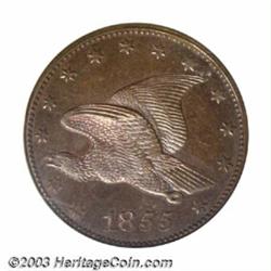 1855 P1C Flying Eagle Cent, Judd-167 Original, Pollock-193, R.4, MS65 Brown NGC....