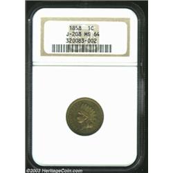 1858 P1C Indian Cent, Judd-208, Pollock-253, R.7, MS64 NGC....