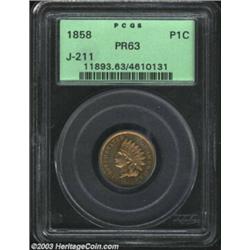 1858 P1C Indian Cent, Judd-211, Pollock-255, R.7, PR63 PCGS....