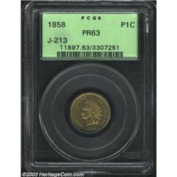 1858 P1C Indian Cent, Judd-213, Pollock-252, R.6-7, PR63 PCGS....