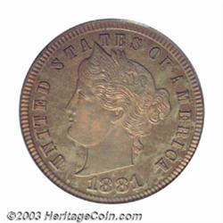 1881 3C Liberty Head Three Cents, Judd-1669, Pollock-1870, R.7, PR64 Red PCGS....
