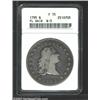 Image 1 : 1795 $1 Flowing Hair, Three Leaves Fine 15 ANACS. B-5, BB-27, R.1. A 'bar' behind Liberty's upper...