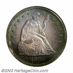 1868 $1 PR66 NGC. Ex: P. Kaufman. This piece is more extensively toned and evenly distributed tha...