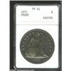 Image 1 : 1871 $1 PR61 ANACS. Both sides are deeply toned, primarily in a rich golden-brown color. The proo...