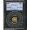 Image 1 : 1855 G$1 XF45 PCGS. A lightly circulated piece that retains bright luster in protected areas. The...