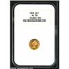 Image 1 : 1869 G$1 AU58 NGC. Bright luster illuminates the peripheries and devices. A sharply struck and un...