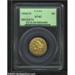 1842-D $5 Small Date XF40 PCGS....