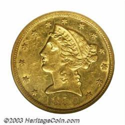 1850 $5 AU58 NGC....