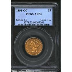 1891-CC $5 AU53 PCGS....