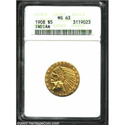 1908 $5 MS63 ANACS....