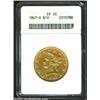 Image 1 : 1847-O $10 XF45 ANACS. While the lower half of the eagle is not fully struck, the bright yellow c...