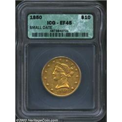 1850 $10 Small Date XF45 ICG. This typically struck piece has ample subdued luster. The surfaces...