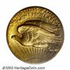 Image 2 : 1907 $20 High Relief, Wire Rim AU58 PCGS....