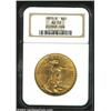 Image 1 : 1909/8 $20 AU58 NGC. One of only a handful of twentieth century overdates. Deep golden color over...